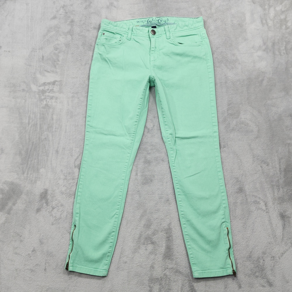 Tommy Hilfiger Jeans Womens 6 Green Skinny Ankle Zip Crop Mid Rise Stretch Denim